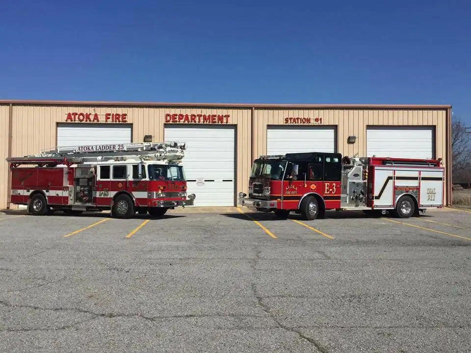 Atoka Fire Department trucks and building