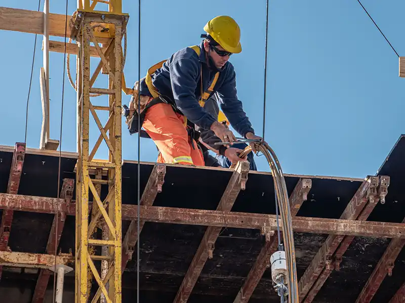 Construction worker working on a building